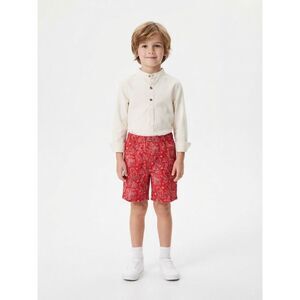Edgehill Collection 2 Pc Set Cream Mandarin Top & Red Paisley Shorts Sz 6